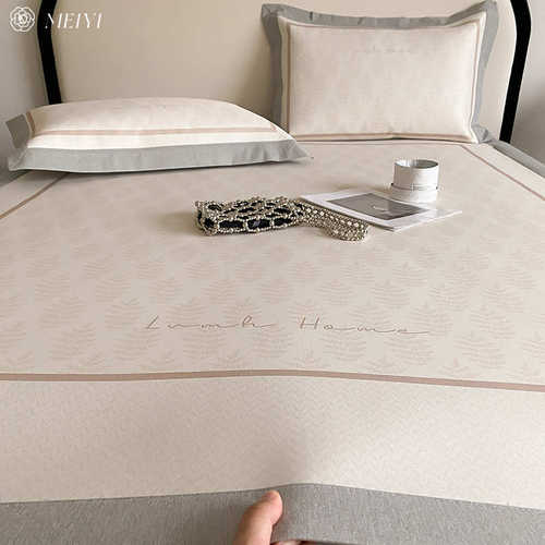 夏天新款高端家用卧室冰丝凉席床笠款折叠可水洗空调席养生席子