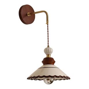 法式复古中古釉面手绘陶瓷壁灯卧室床头客厅玄关过道阳台民宿灯具