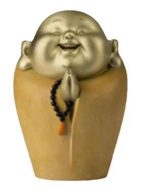 铜师傅黄铜知足者常乐桌面摆件