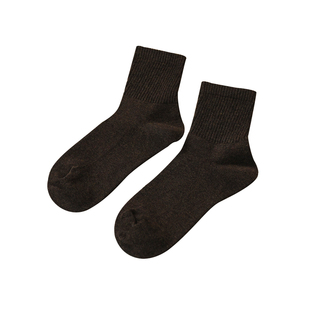 女士袜子 加厚中筒棉袜 吸汗透气无骨松口长袜 保暖纯色的棉袜子