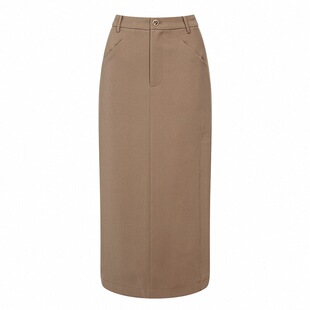 EF高级感西装半身裙女2025春季新款通勤职业半裙高腰开叉a字裙子