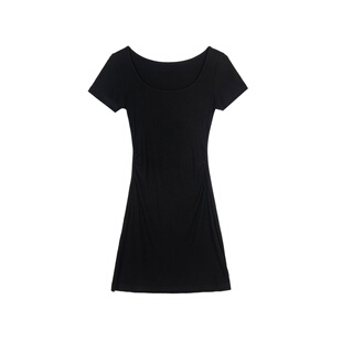 3MER哦哦三妹 纯欲风短袖连衣裙春秋百搭显瘦t恤纯色性感包臀短裙