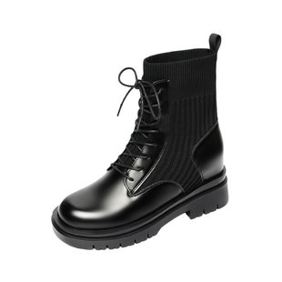马丁靴女厚底小个子内增高8cm英伦风瘦显脚小潮ins酷短靴春秋单靴