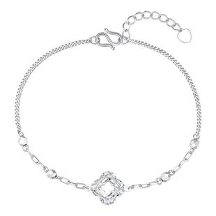 潮宏基铂雅铂金手链PT950白金手饰四叶草时尚简约花丝生日礼物