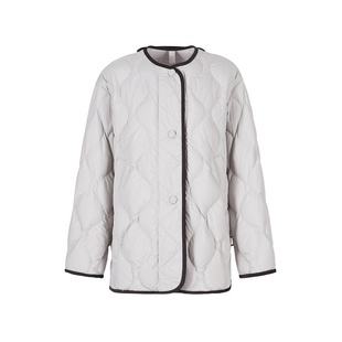 范洛Fano 高品质90白鸭绒撞色条绒包边葫芦绗线羽绒服外套女2025