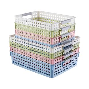 塑料收纳筐长方形篮子幼儿园学具框零食杂物盒桌面玩具置物收纳篮