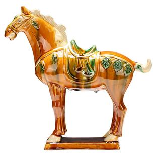 博艺萱 唐三彩马陶瓷工艺品马摆件客厅电视柜装饰品招财马小摆设