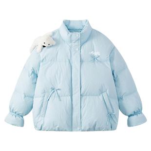【95绒】爱法贝秋冬新款女童立体玩偶羽绒服儿童潮流羽绒外套