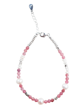 情侣珍珠碧玺气质纯银手链礼物