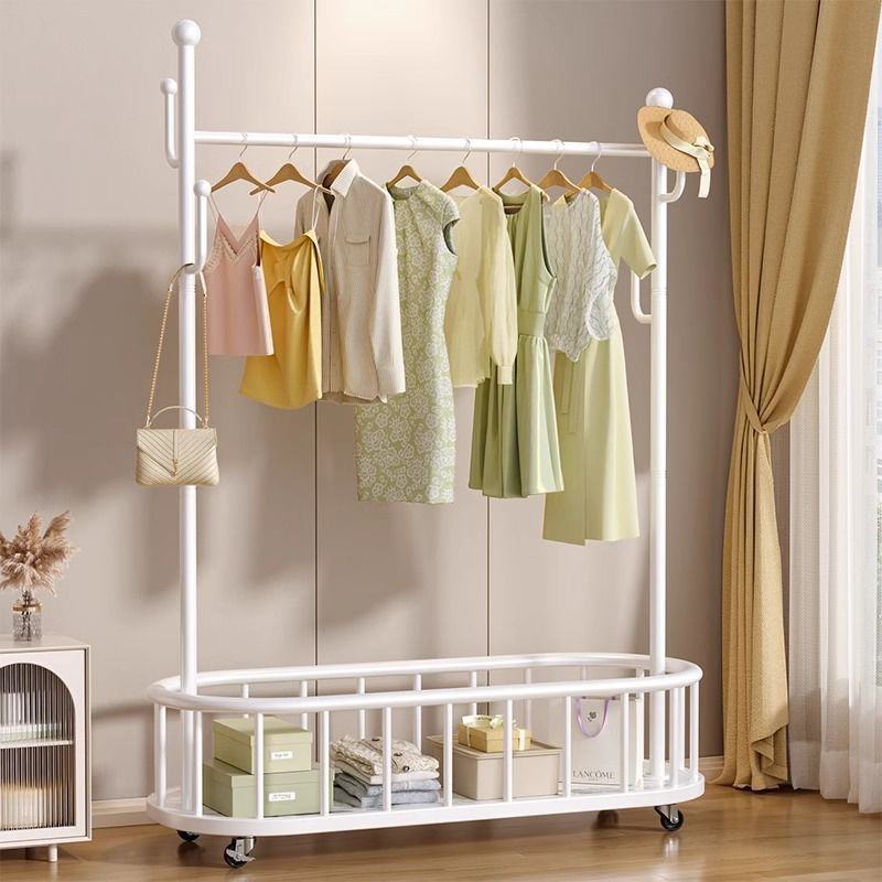 铁艺多功能衣帽架旋转穿衣镜挂衣架落地民宿收纳架万向轮晾衣架