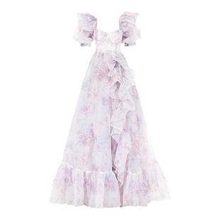 【经典礼服】Selkie collection白底紫罗兰印花 婚纱在逃公主裙