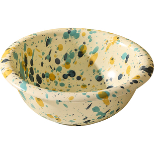 陶瓷饭碗汤碗家用谷物碗甜品早餐盘菜盘泼墨波点餐具燕麦片酸奶碗