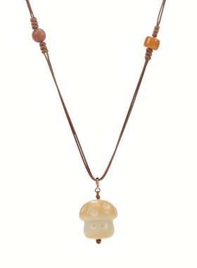 卡通可爱象牙果九尾狐吊坠项链女