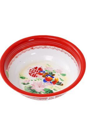 老式搪瓷盆家用洋瓷盆双料特厚结婚喜盆大号洗菜盆洗脸盆洗脚盆