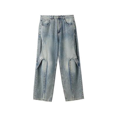 三福2026春季新款分割解构直筒牛仔裤男街潮洗水长裤裤子513226