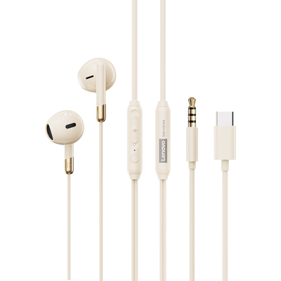 联想耳机有线3.5mm圆头typec接口半入耳高音质适用手机电脑笔记本