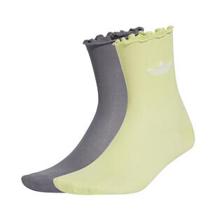 Adidas阿迪达斯三叶草女袜2025春季新款Ruffle Sock 2P袜子JD5624