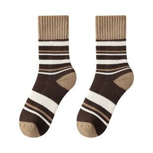 巨厚羊绒袜子女冬季加厚加绒保暖中筒袜睡眠地板袜美拉德羊毛长袜