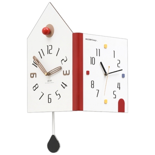 Mandelda免打孔现代简约双面挂墙钟表2026新款客厅创意拐角挂钟