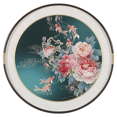 富贵有余手工铜雕装饰画圆形玄关