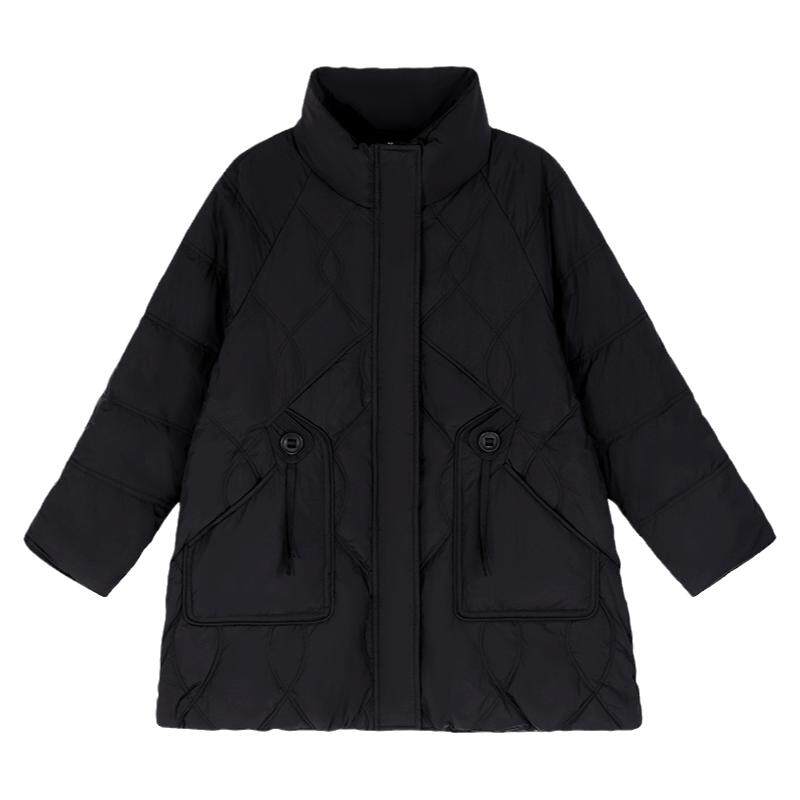 立领轻薄羽绒棉衣棉服女中长款