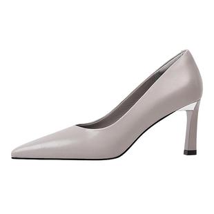 吴大叔红云鞋气垫缓震高跟鞋时尚真皮粗跟单鞋通勤不累脚尖头女鞋