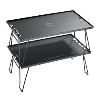 柯曼折叠网桌套装T-230-2TM 耐高温铝合金桌板户外野餐双层置物桌