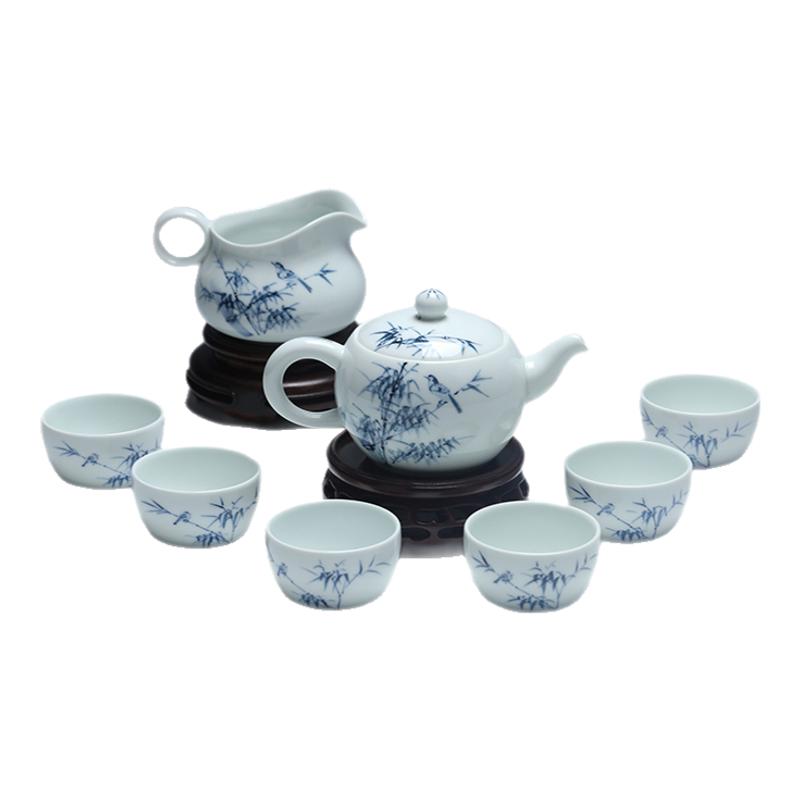 手绘茶具青花整套贵和祥青花瓷