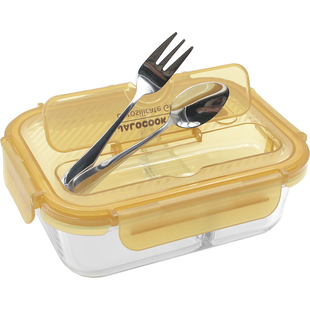 嘉乐扣玻璃饭盒自带餐具汤盒微波炉碗大容量带饭餐盒上班族便当盒