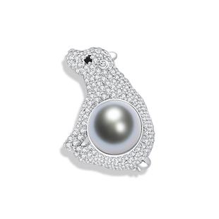 大溪地黑珍珠男女款胸针北极熊天然海水情绪稳定小众卡通可爱胸饰