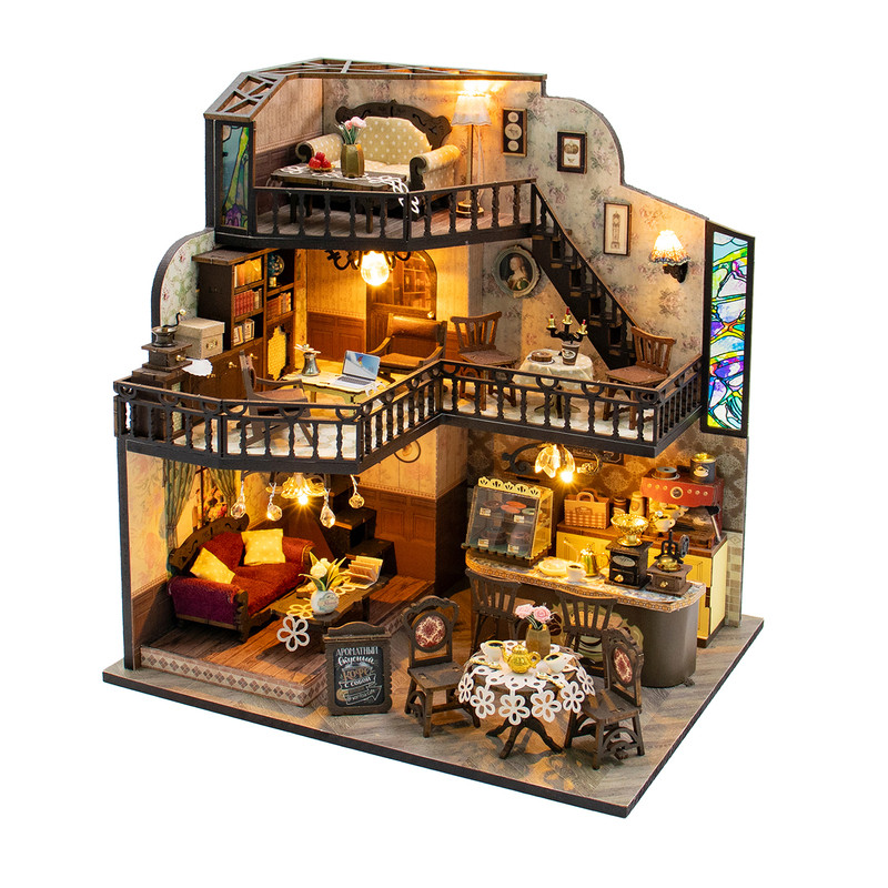 diy小屋幸遇咖啡店手工模型阁楼小屋拼装木制房子玩具生日礼物女