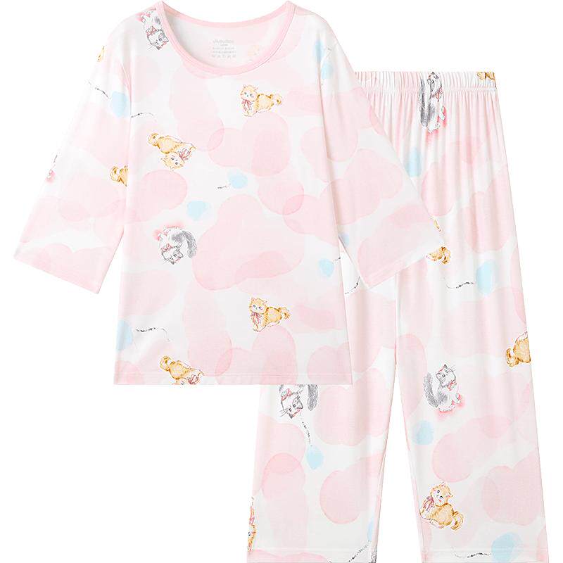 久岁伴miiiiichan联名儿童睡裙女孩纯棉薄款排汗中大童短袖家居裙