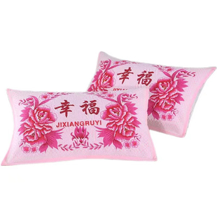 经典怀旧老式枕巾结婚回礼割绒印花纯棉枕巾学生劳保枕巾一对装