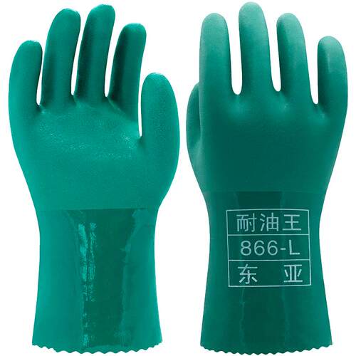 东亚手套866 耐油耐磨工业劳保防酸碱防腐蚀透气浸塑手套