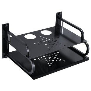 太空铝机顶盒架黑色电视置物架收纳盒路由器托盘双三层壁挂墙支架