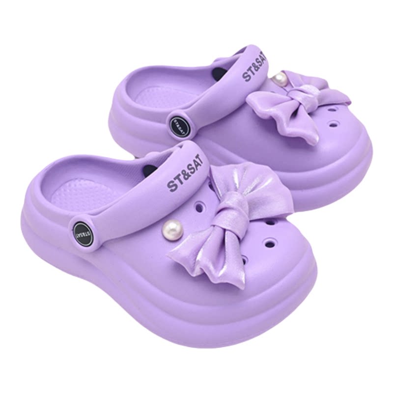 星期六童鞋蝴蝶结洞洞鞋女