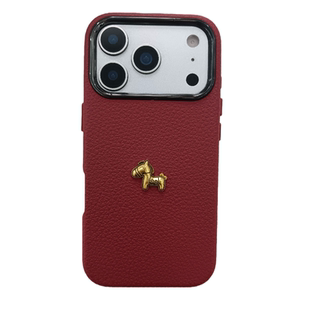 国风皮质立体小马适用苹果17PRO手机壳马年创意男生iPhone16ProMax新款15pro女款小众13硅胶14防摔简约全包软