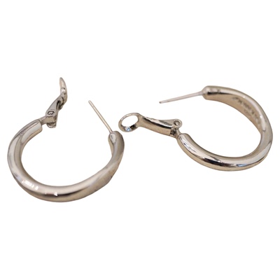 尾 代工美国小众S925纯银hoop素银光面耳环女简约百搭实心耳圈