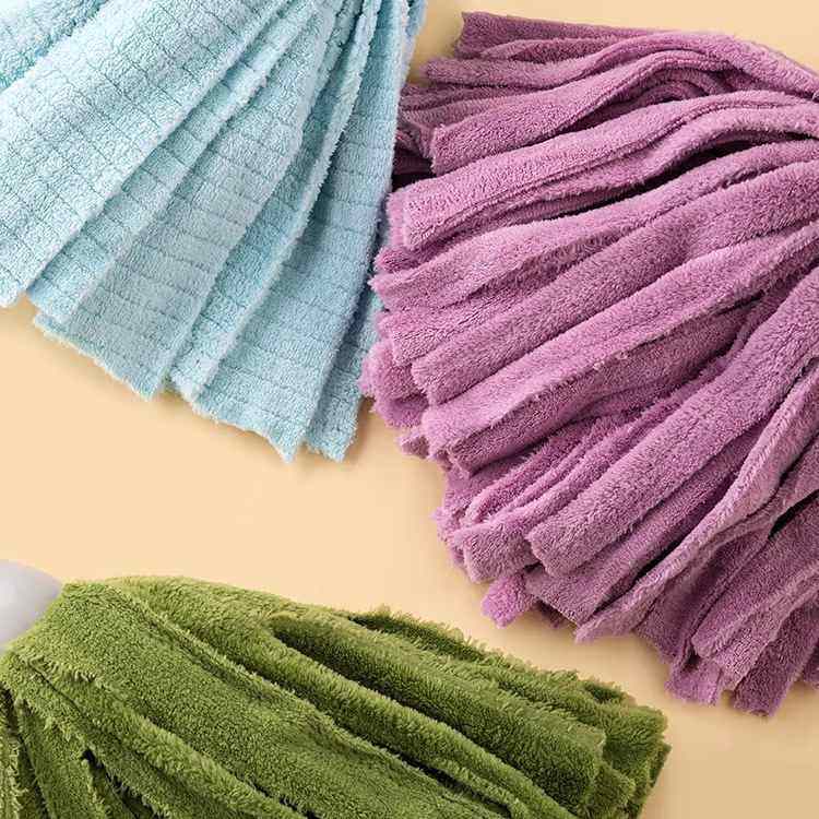 茶花新款纤维拖把简易珊瑚吸水拖布绒布地板拖把墩布拖便捷铁杆