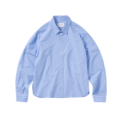 女版高密砂洗条纹长袖衬衫