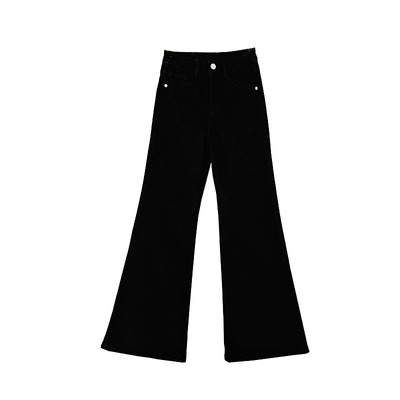 年度最显瘦~黑色加绒高腰阔腿喇叭裤女秋冬新款修身弹力牛仔长裤