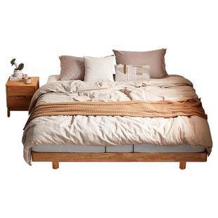 林氏家居悬浮实木床排骨架床无床头床1米2单人床林氏木业小满家具