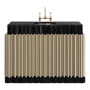 轻奢大理石台盆洗手台意式极简设计师浴室洗漱台高端定制卫浴柜