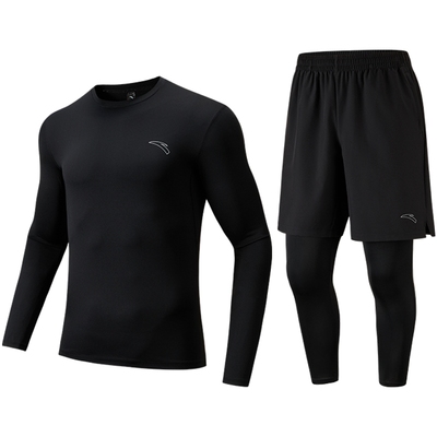 安踏运动套装男款2025新款吸湿速干运动三件套弹力透气跑步训练服
