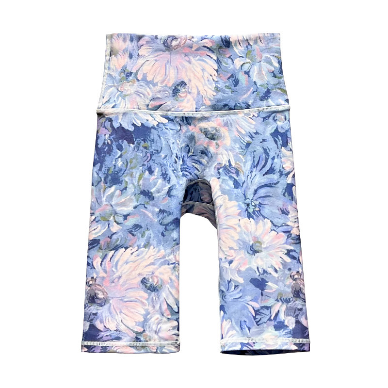 花色瑜伽短裤女时尚夏季速干高腰