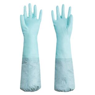 茶花洗碗手套家务加长套袖家用防水保暖加绒胶皮加厚刷碗洗衣服