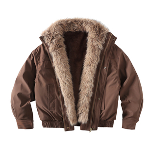 CoosRetro 冬季新款毛领座山雕羽绒服男保暖90白鸭绒宽松舒适外套