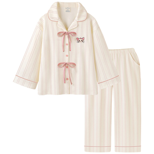 【超柔软】纯棉睡衣A类女款春秋磨毛长袖家居服甜美高级感女套装