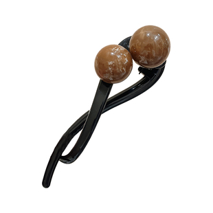 扭扭夹发量少抓夹女2025新款高端圆珠发夹后脑勺盘发一字横夹头饰