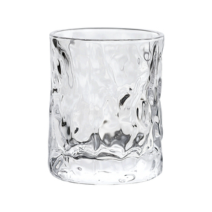 简约水波纹咖啡杯 ins风复古玻璃杯 下午茶水杯冷饮果汁杯 220ml